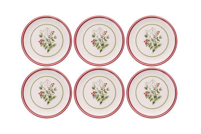 Hermia Juego de Platos de Postre Navideños de Porcelana, 6 Piezas Multicolor Hermia Juego de Platos de Postre Navideños de Porcelana, 6 Piezas Multicolor